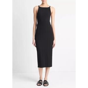 Vince Women's Cotton Blend Ribbed High-Neck Tank Dress Size M